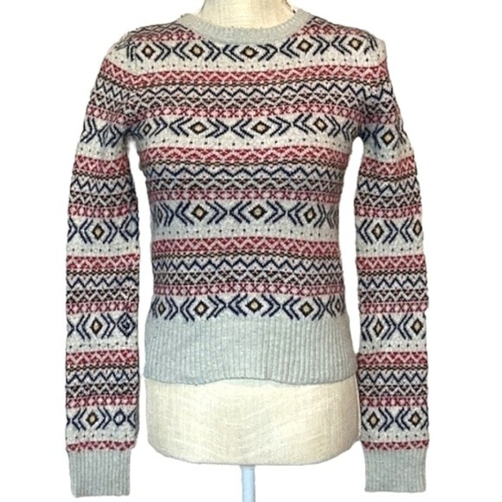 Prince & Fox Classic Winter design Geometric Long Sleeve Gray sweater L